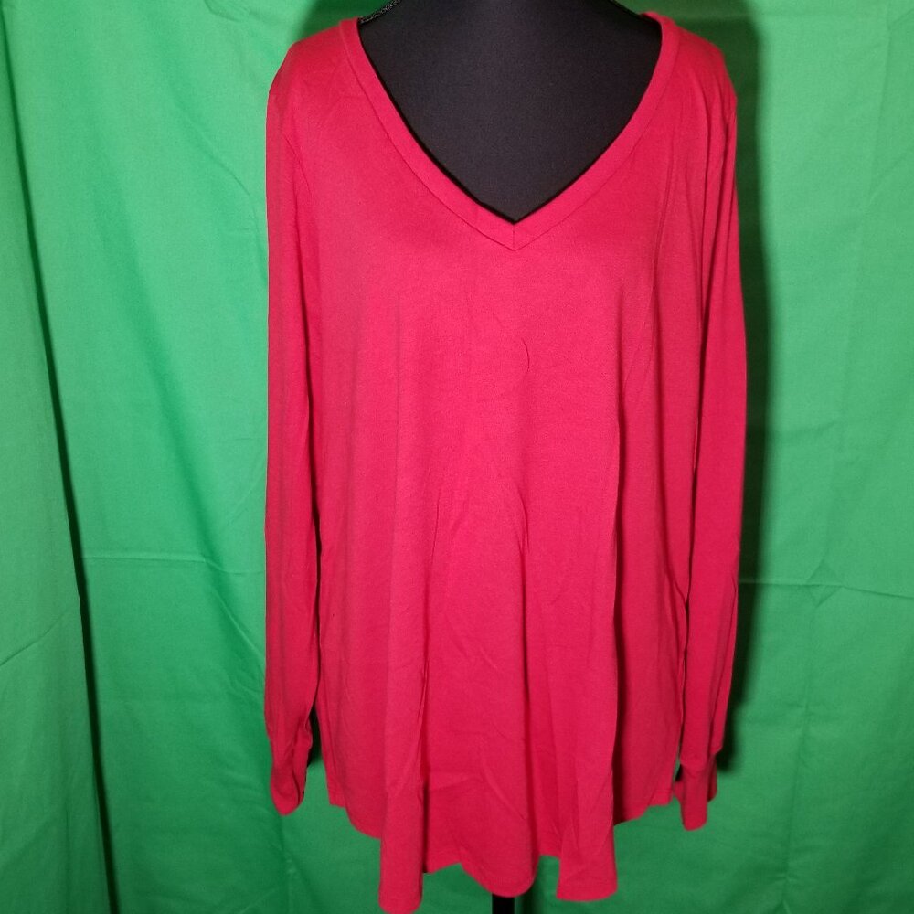 Torrid Women Red Size 2 V Neck Long Sleeve Activewear‎ Lounge Street Casual